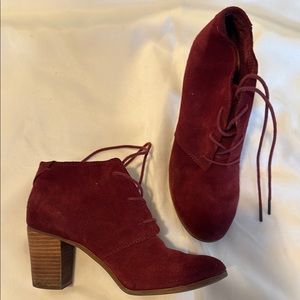 Elegant Burgundy Suede Ankle Boots